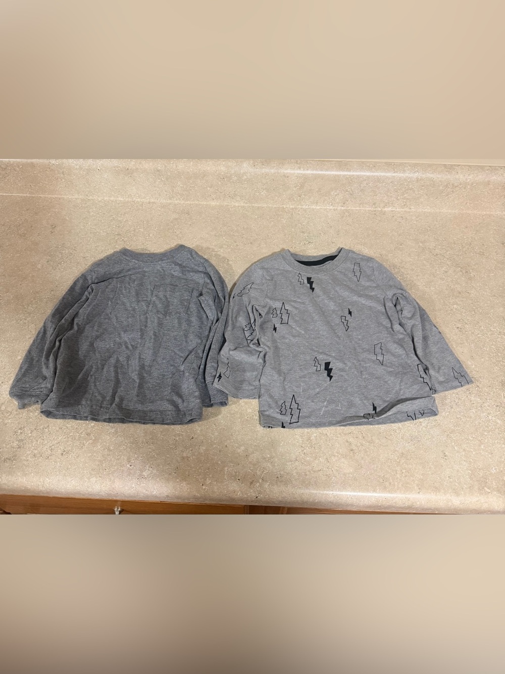Carter's Grey Long-Sleeve Tee with Black Lightning Bolts